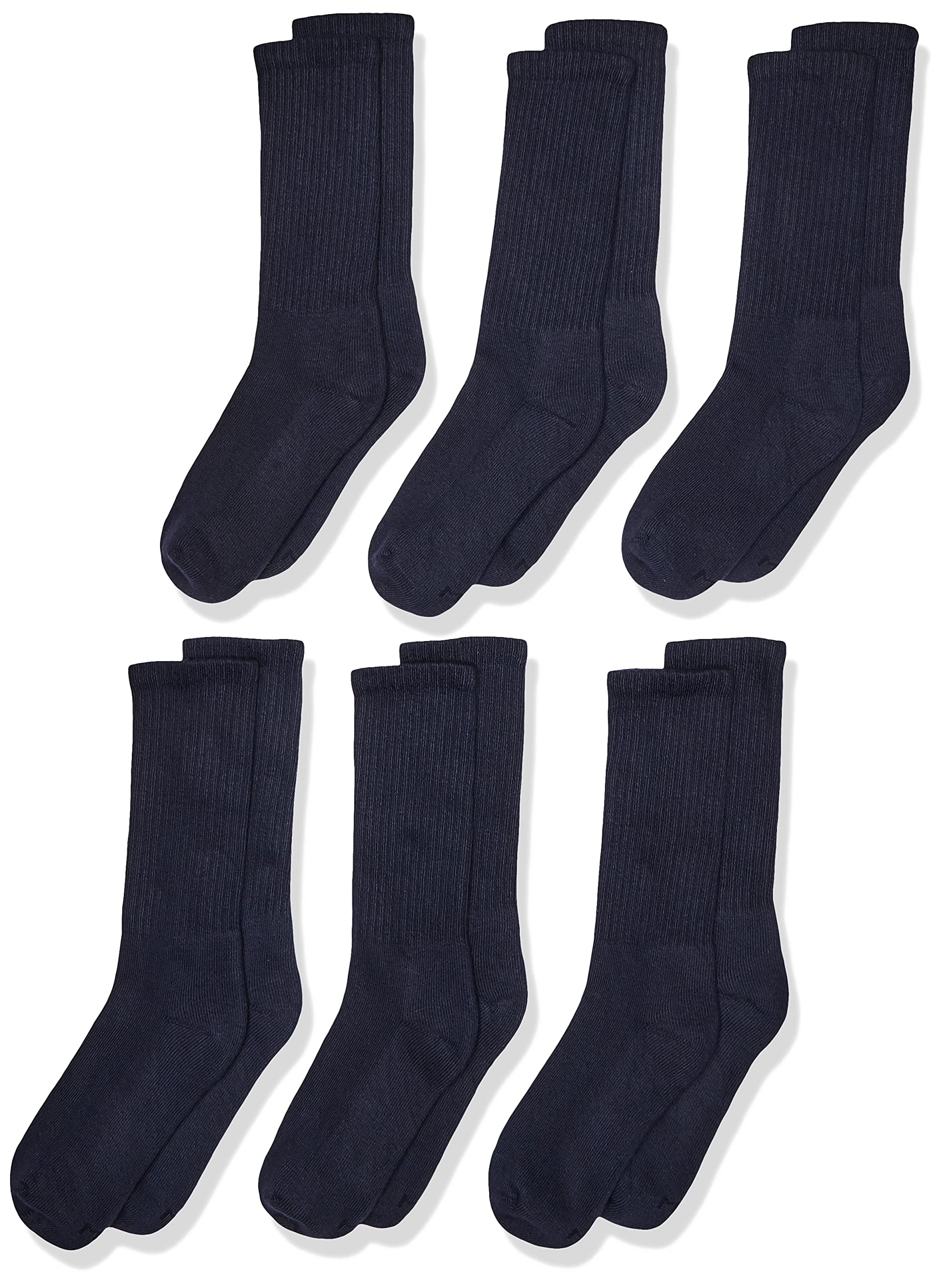 Jefferies Socks Little Boy's Seamless Half Cushion Sport Crew Socks 6 Pair Pack, Navy, Large