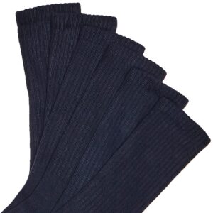 Jefferies Socks Little Boy's Seamless Half Cushion Sport Crew Socks 6 Pair Pack, Navy, Large