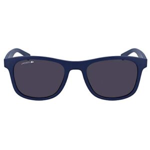 Lacoste Men's L884S Rectangular Sunglasses, Matte Dark Blue/Dark Blue Solid Grey, 53 mm