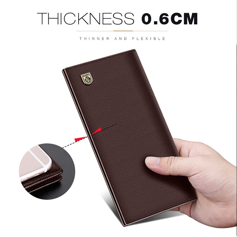 LAORENTOU Genuine Leather Wallet for Men Bifold Wallets with Zipper Coin Pocket Casual Men Purse Slim Wallet Purse for Men