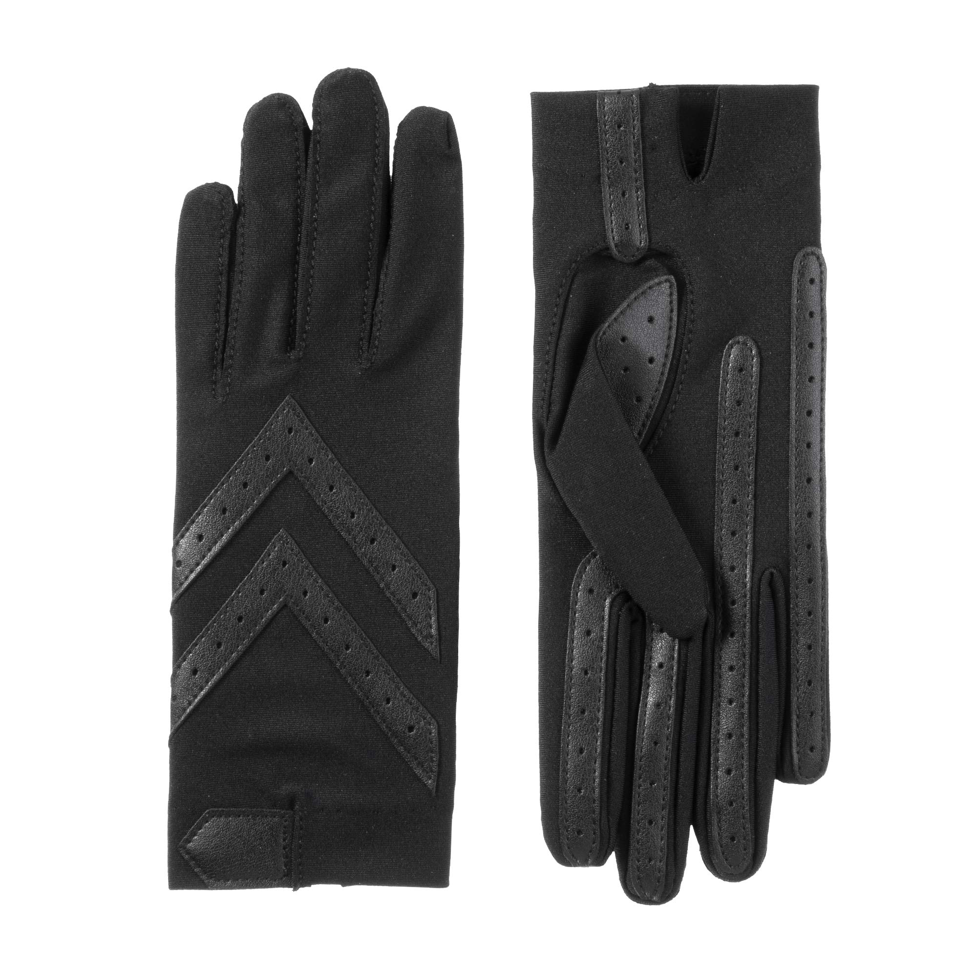 isotoner womens Spandex Shortie With Leather Palm Strips Cold Weather Gloves, Smartdri Black, Large X-Large US