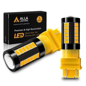 Alla Lighting 2800lm 3156 3157 LED Turn Signal Lights Bulbs, Amber Yellow T25 4157 5702 3457 AK 3757 NAK Blinker Lamps Replacement Xtreme Super Bright 12V 5730 33-SMD