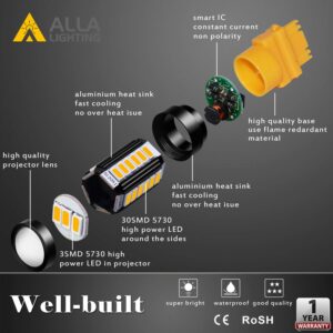 Alla Lighting 2800lm 3156 3157 LED Turn Signal Lights Bulbs, Amber Yellow T25 4157 5702 3457 AK 3757 NAK Blinker Lamps Replacement Xtreme Super Bright 12V 5730 33-SMD