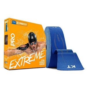 kt tape pro extreme, synthetic jumbo kinesiology athletic tape, 150 count, 10” precut strips, sonic blue