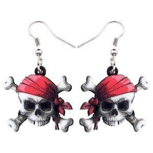 NEWEI Acrylic Halloween Sweet Pirate Skull Earrings Drop Dangle Fashion Charms Jewelry For Women Gift (Multicolor)