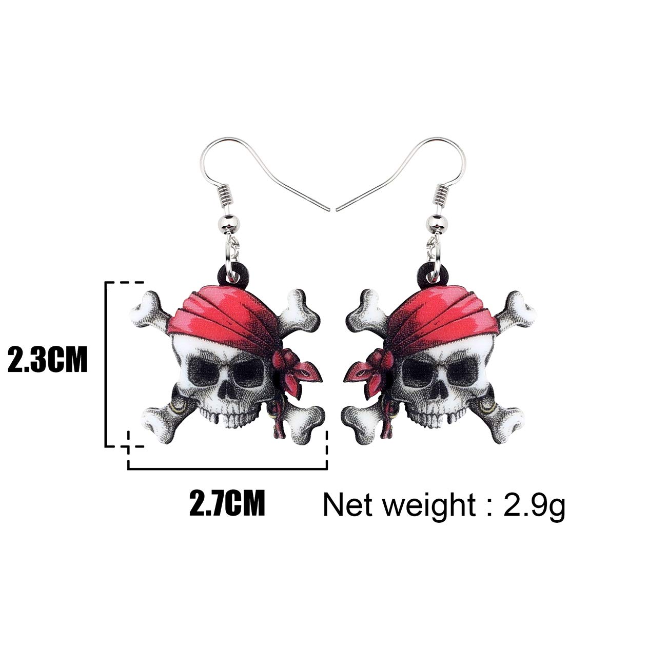 NEWEI Acrylic Halloween Sweet Pirate Skull Earrings Drop Dangle Fashion Charms Jewelry For Women Gift (Multicolor)