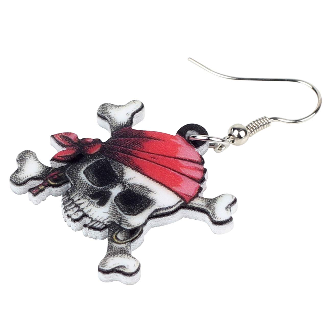 NEWEI Acrylic Halloween Sweet Pirate Skull Earrings Drop Dangle Fashion Charms Jewelry For Women Gift (Multicolor)