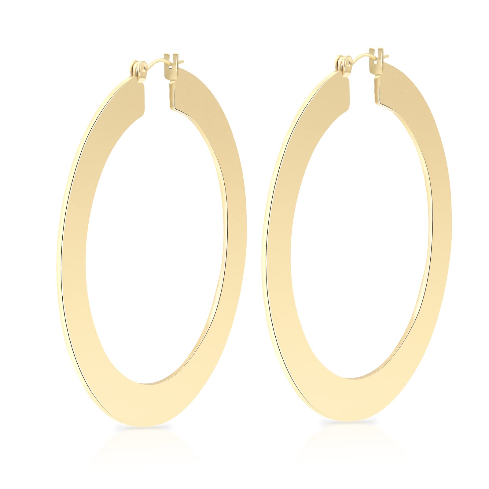 Minimal Bohemian 18K Gold Plated Large Round Hoop Earrings for Women Boho Jewelry Thick Wire (Big Size - 2.32")