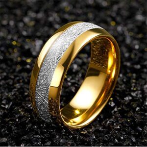 TWO RINGS His Hers Wedding Ring Sets Couples Rings Women's 10k Yellow Gold Filled White CZ Wedding Engagement Ring Bridal Sets & Men's Titanium Wedding Band