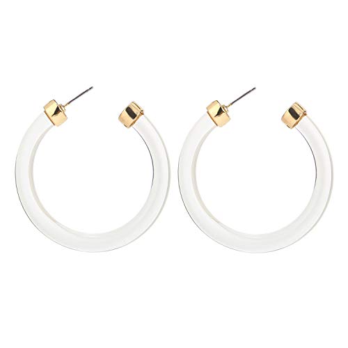 LEGITTA Leia Resin Hoop Earrings Transparent White Acrylic Round Circle Dangle Ear Drops Fashion Statement Jewelry for Women