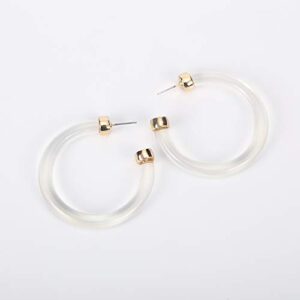 LEGITTA Leia Resin Hoop Earrings Transparent White Acrylic Round Circle Dangle Ear Drops Fashion Statement Jewelry for Women