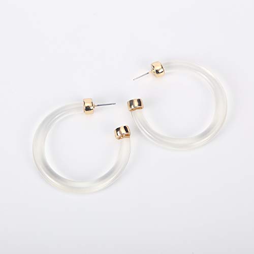 LEGITTA Leia Resin Hoop Earrings Transparent White Acrylic Round Circle Dangle Ear Drops Fashion Statement Jewelry for Women