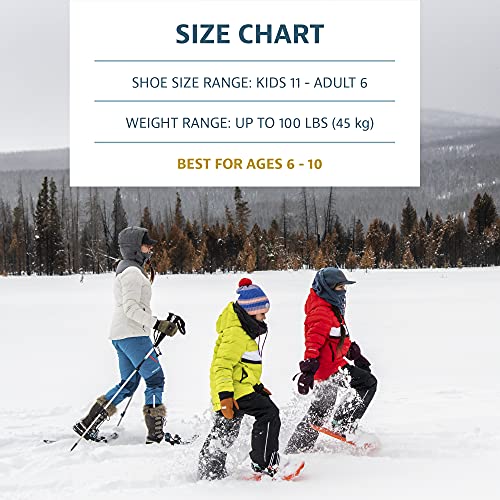 Yukon Charlie's Penguin Children's Molded Snowshoe Kit, 7-inch x 16-inch, Includes Snowshoes, Trekking Poles and Travel Bag