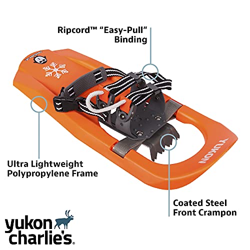 Yukon Charlie's Penguin Children's Molded Snowshoe Kit, 7-inch x 16-inch, Includes Snowshoes, Trekking Poles and Travel Bag