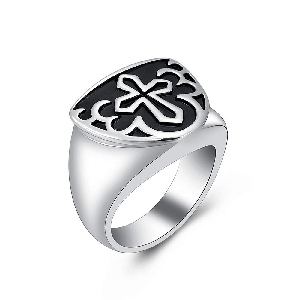 shajwo Cremation Urn Ring Jewelry for Ashes Engraved Cross Memorial Urn Ring Stainless Steel Celtic Knot Retro Keepsake Ashes Holder Ring,Silver 9