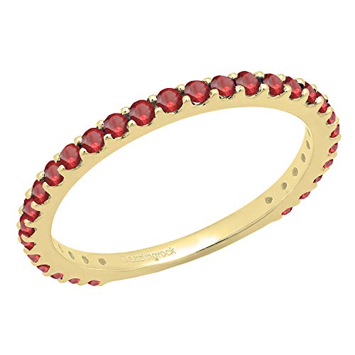 Dazzlingrock Collection Round Ruby Eternity Stackable Wedding Band for Women (0.52 ctw, Color Red, Clarity Highly Included) | 18K Yellow Gold, Size 6.5