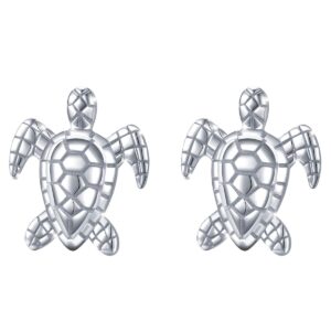 (health and longevity) s925 sterling silver sea turtle animal stud earring for women