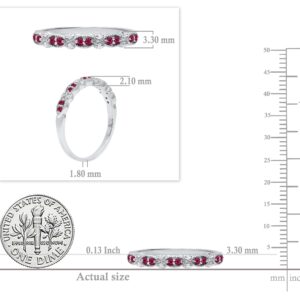 Dazzlingrock Collection Round Ruby & White Diamond Marquise Miligrain Ring for Women in 925 Sterling Silver Size 6