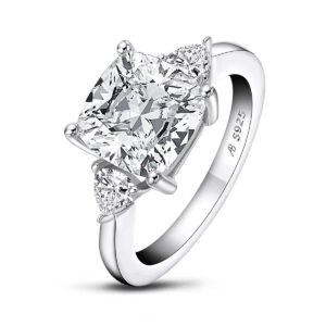 AINUOSHI Engagement Rings for Women 5.5ct Cushion Cut Cubic Zirconia CZ 925 Sterling Silver Wedding Rings Christmas Gifts for Women Anniversary Valentines Day Gifts for Her (8)