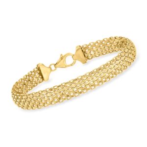 ross-simons italian 14kt yellow gold bismark-link bracelet. 7.5 inches