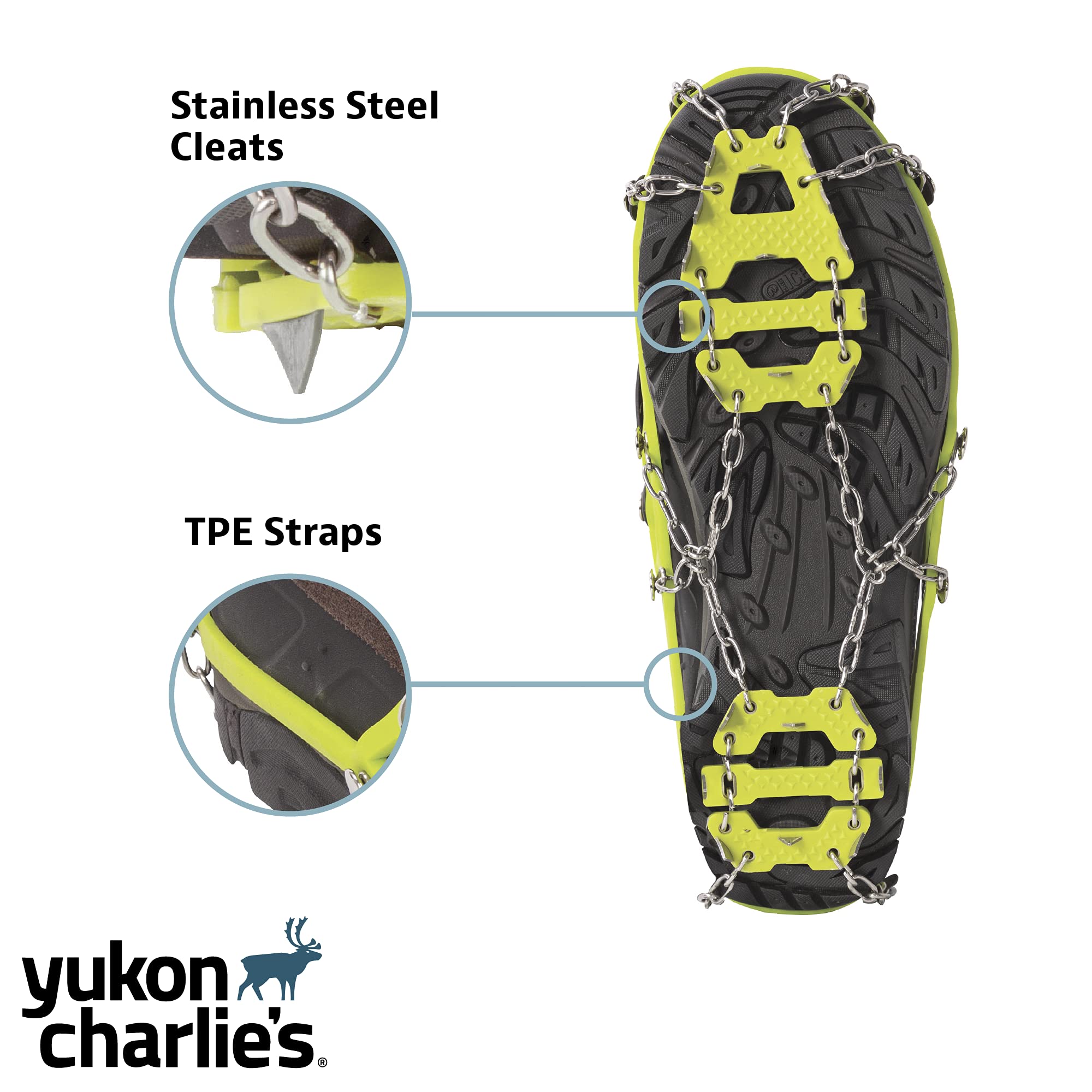 Yukon Charlie's Slip Nots Traction - Spin, Large/X-Large, Ice Shoe Spikes for Hiking Boots