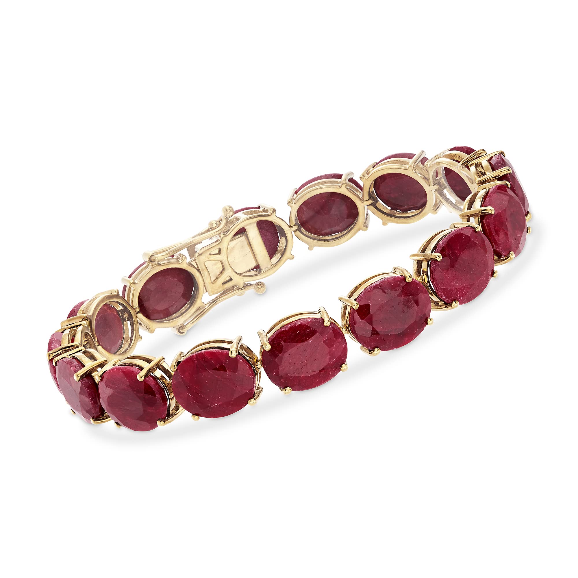 Ross-Simons 75.00 ct. t.w. Ruby Bracelet in 18kt Gold Over Sterling. 7.25 inches