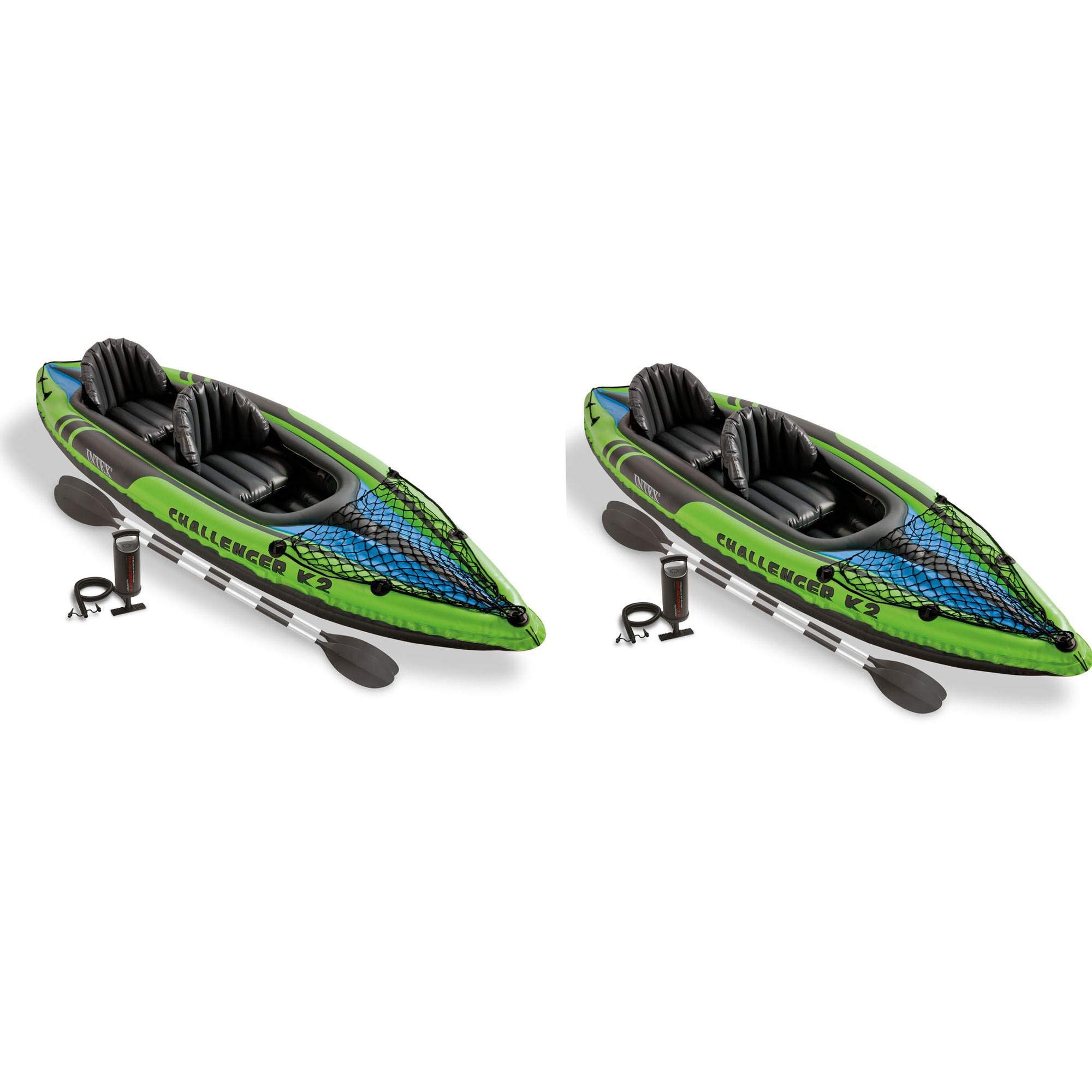 Intex Challenger K2 2-Person Inflatable Sporty Kayak + Oars And Pump (2 Pack)