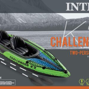 Intex Challenger K2 2-Person Inflatable Sporty Kayak + Oars And Pump (2 Pack)