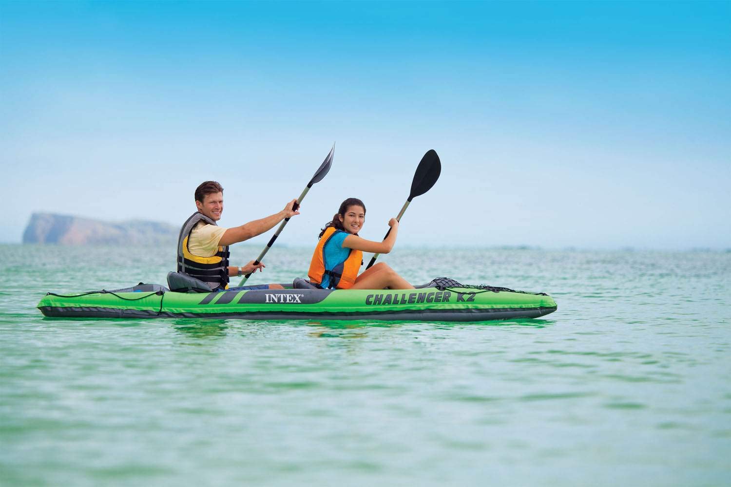 Intex Challenger K2 2-Person Inflatable Sporty Kayak + Oars And Pump (2 Pack)