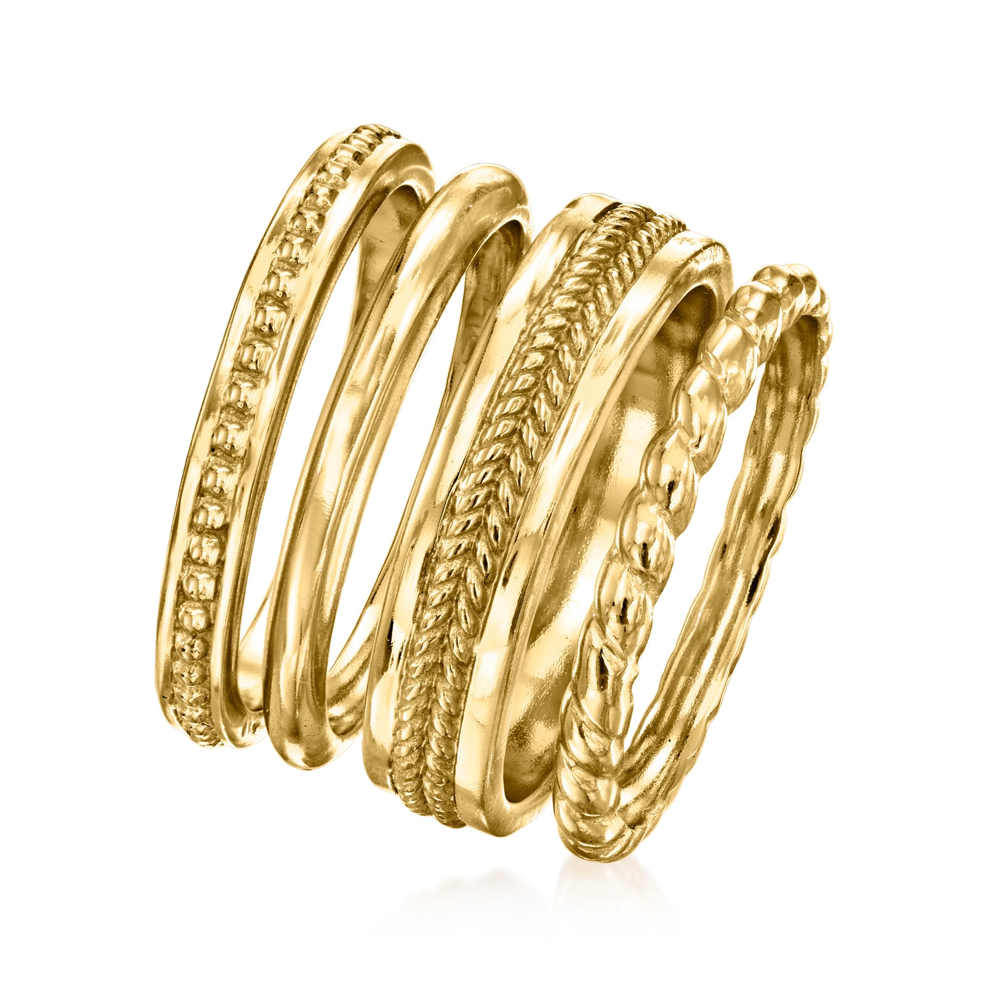 Ross-Simons 18kt Gold Over Sterling Jewelry Set: 4 Stackable Rings. Size 7