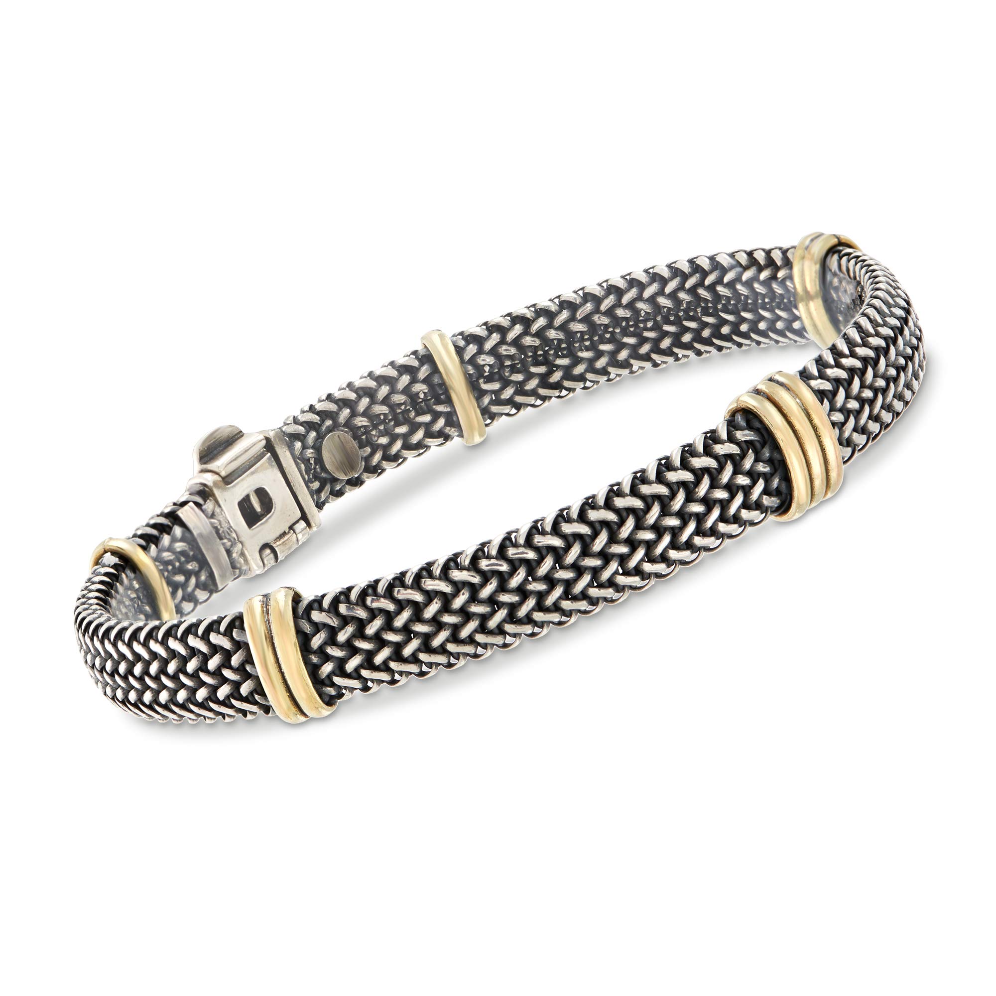 Ross-Simons Italian Sterling Silver and 18kt Bonded Gold Woven Bracelet. 8.5 inches