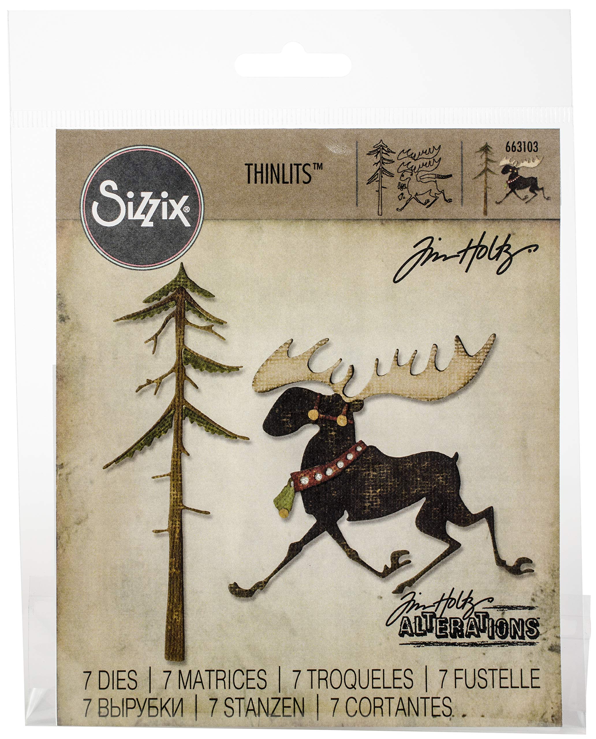 Sizzix Thinlits Dies Merry Moose by Tim Holtz, 7-Pack, Multicolor