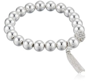 nine west women's stretch tassel bracelet, silver