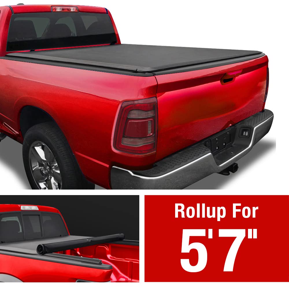 MaxMate Soft Roll-up Truck Bed Tonneau Cover Compatible with 2019-2024 Ram 1500 New Body (Not Fit 19-24 Classic) | 5'7" (67") Bed | TCD169046