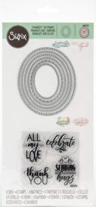 sizzix framelits die set with stamps layered oval, 6-pack, multicolor