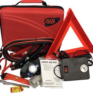 Lifeline AAA 4365AAA Destination Road, 68 Piece Emergency Car Tire Inflator, Jumper Cables, Headlamp, Warning Triangle and First Aid Kit