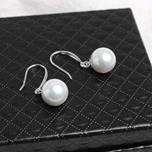 10mm Ocean Pearl Dangle Earrings Natural Shell Beads Drop Earrings Fashion Jewelry for Women-Grey