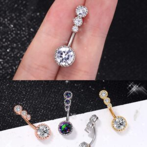 OUFER 316L Surgical Steel Belly Button Rings Clear CZ Navel Rings Belly Rings Belly Piercing