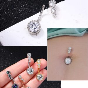 OUFER 316L Surgical Steel Belly Button Rings Clear CZ Navel Rings Belly Rings Belly Piercing