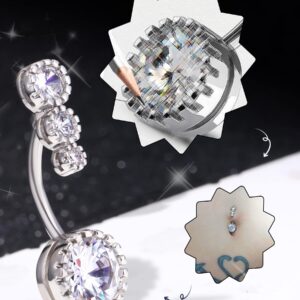 OUFER 316L Surgical Steel Belly Button Rings Clear CZ Navel Rings Belly Rings Belly Piercing