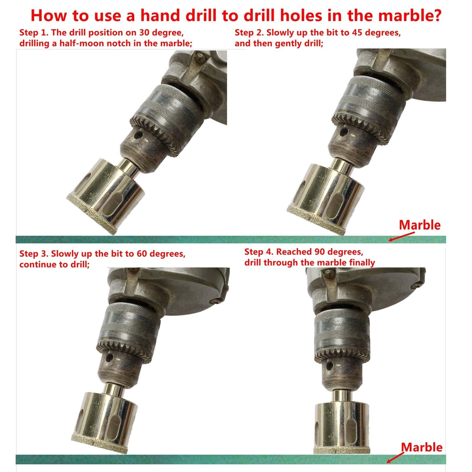 JINGLING 45mm 1-3/4" inch Diamond Hole Saw Tile Drill Bit Masonry Tools for Stone Glass