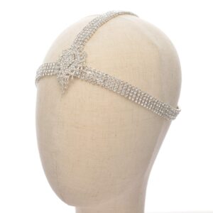 SWEETV Rhinestone 1920s Headpiece Silver - Flapper Headband for Costume Party Gatsby Accessories Decorative Headbands