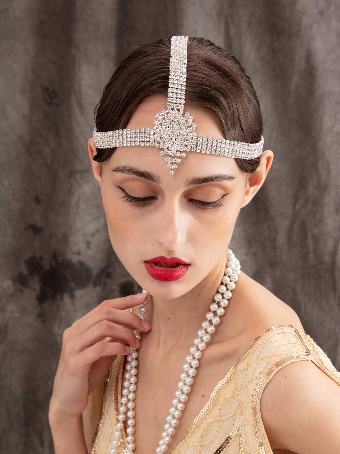 SWEETV Rhinestone 1920s Headpiece Silver - Flapper Headband for Costume Party Gatsby Accessories Decorative Headbands