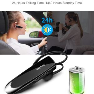 New bee [2 Pack] Bluetooth Earpiece Wireless Handsfree Headset V5.0 24 Hrs Driving Headset with Mic 60 Days Standby Time Headset Case for iPhone Android Samsung Laptop Truck Driver