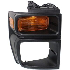 fitrite auto parts new front right passenger side parking light for 2008-2014 ford econoline van, lens and housing, with sealed beam head lights fo2525103 8c2z13200b