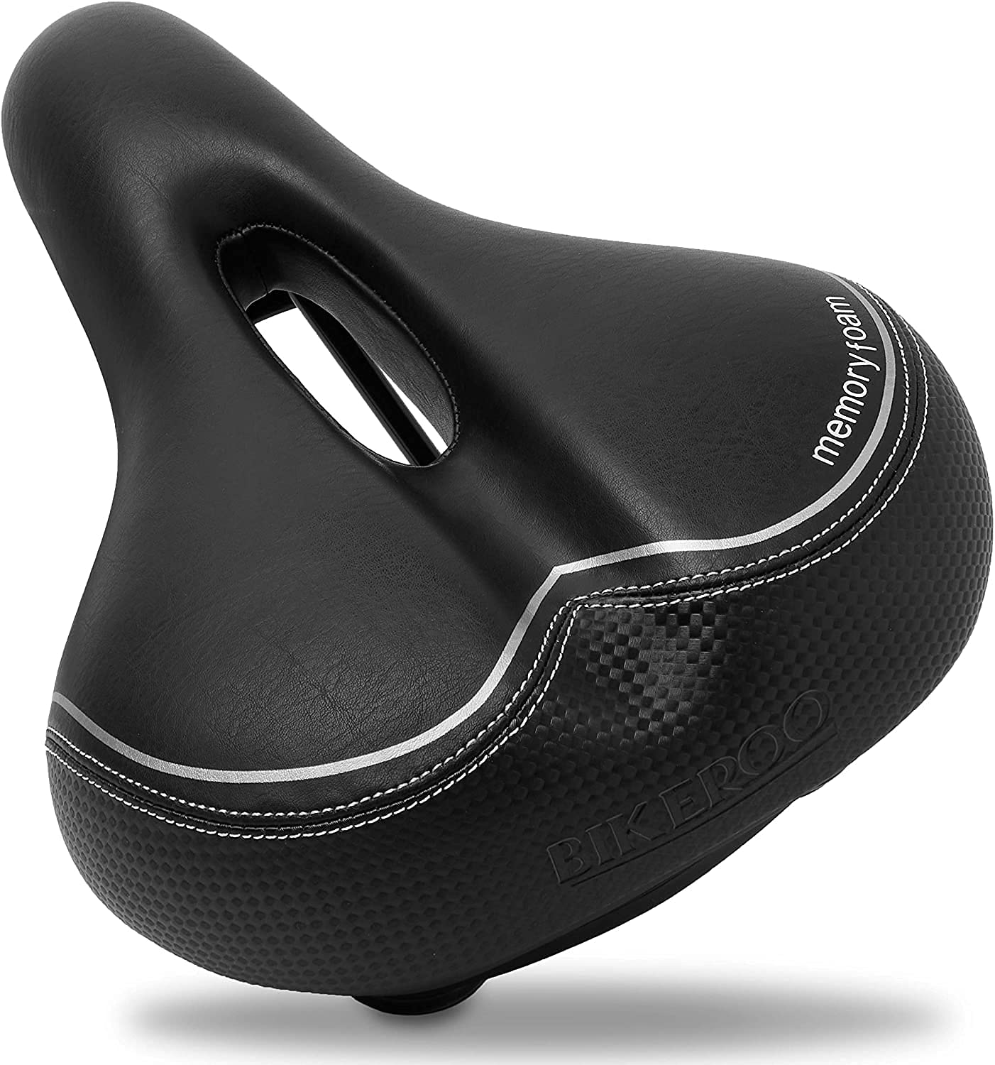 Bikeroo Bike Seat for Women - Soft Padded 7.5" Wide Bicycle Seat Replacement for MTB Mountain, Schwinn, BMX, Peloton, Ebike, Stationary Exercise Bike - Memory Foam Bike Saddle