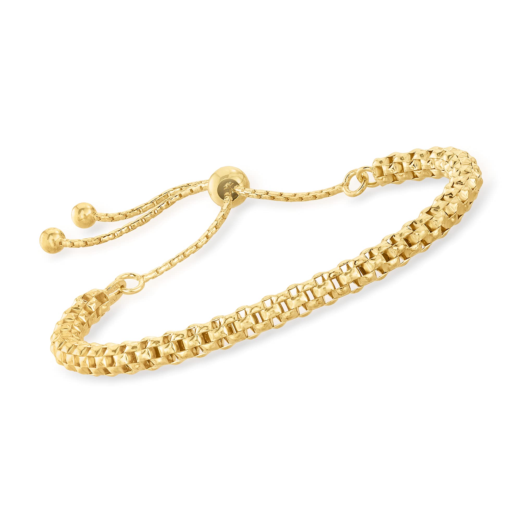 Ross-Simons Italian 18kt Gold Over Sterling Mesh Bolo Bracelet