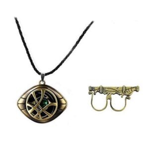 2Pack Doctor Strange Sling Cosplay Ring Props Magic Punk Power Ring With Necklace