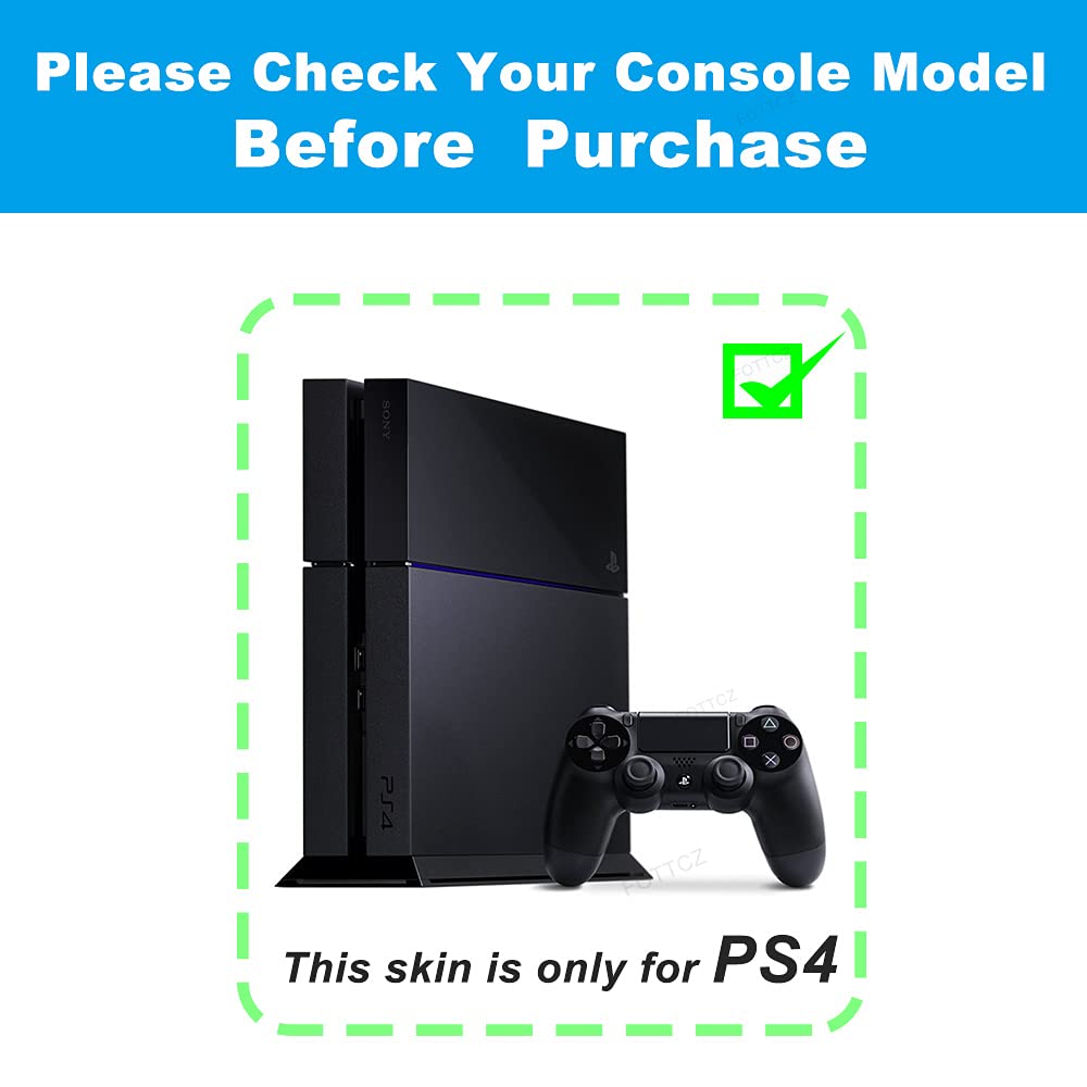 FOTTCZ Whole Body Vinyl Skin Sticker Decal Cover for PS4 Console and 2PCS Controllers Skins Ferocious Skull