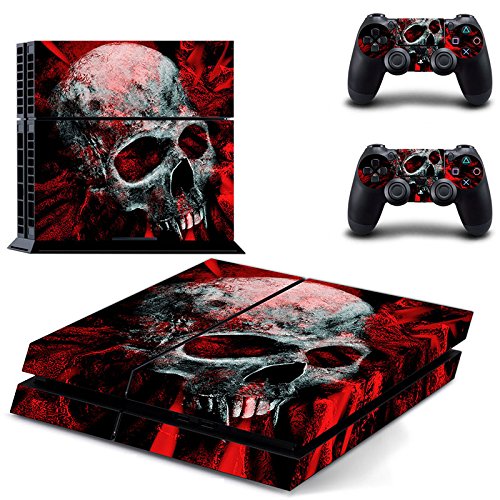 FOTTCZ Whole Body Vinyl Skin Sticker Decal Cover for PS4 Console and 2PCS Controllers Skins Ferocious Skull